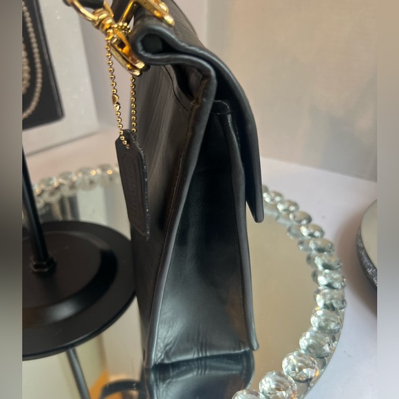 COACH vintage Willis Black Leather Top Handle Crossbody Bag 10.5x10x3.5” - Picture 6 of 16